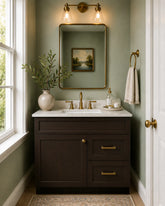 30 Inch Espresso Shaker Single Sink Bathroom Vanity with Drawers on the Right