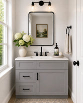 30 Inch Grey Shaker Single Sink Bathroom Vanity with Drawers on the Left