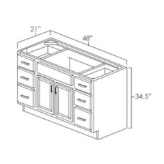 48 Inch Rustic Shaker Recessed Single Sink Bathroom Vanity with Drawers