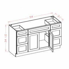 54 Inch Hickory Shaker Single Sink Bathroom Vanity with Drawers