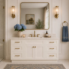 60" Antique White Shaker Single Sink Bathroom Vanity with Drawers