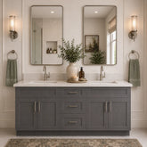 60 Inch Gray Stained Shaker Double Sink Bathroom Vanity with Drawers