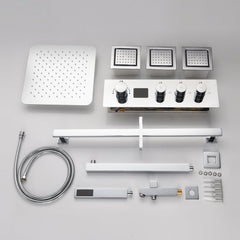 12inch Wall mount 3 way digital thermostatic shower faucet with sliding bar and 4inch body jets