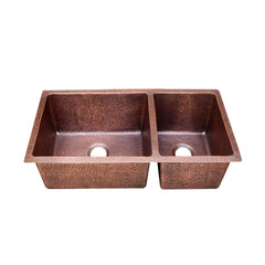 Akicon Custom Handmade Copper Double Bowl Undermount Kitchen Sink