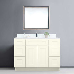 60" Antique White Shaker Single Sink Bathroom Vanity with Drawers