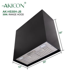 Akicon 30" Stainless Steel Wall Mount Range Hood Modern Box with 600 CFM Vent Hood