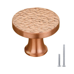 Akicon Hammered Copper Kitchen Cabinet Knobs 1-1/4 inch (32 mm) Diameter 100% Solid Brass Drawer Knob