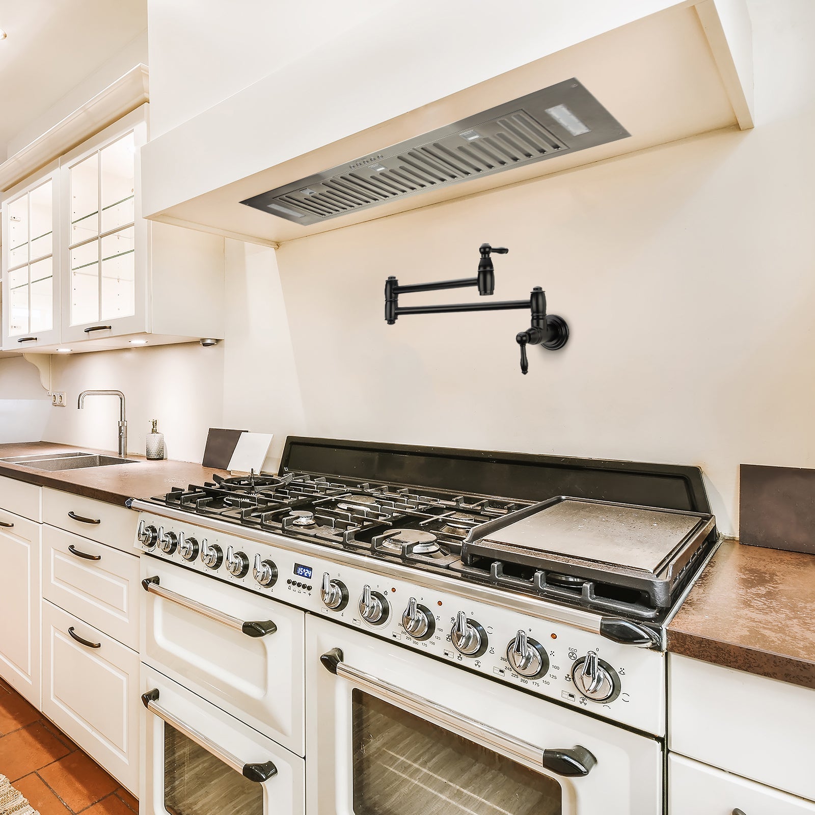 36" Range Hood Insert, 600 CFM Built-in Stainless Steel Kitchen Hood with LED Lights