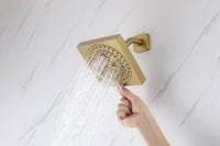 12" Brushed Gold Bluetooth Music, 64-Color LED Thermostatic Shower Faucet
