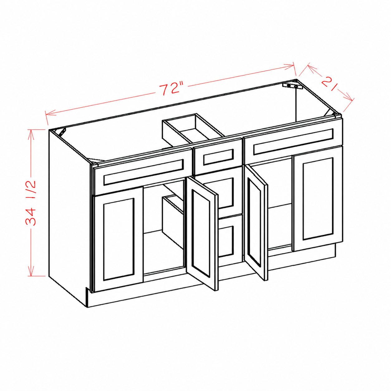 72 Inch Espresso Shaker Double Sink Bathroom Vanity with Drawers