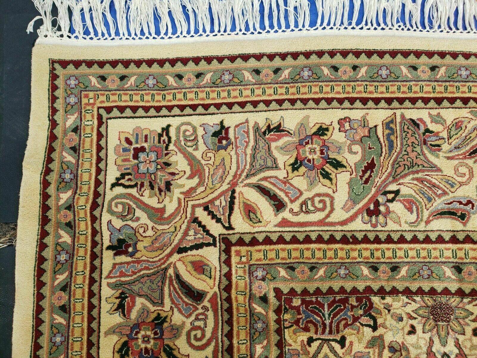 12' X 18' One-of-a-Kind Indian Agra Hand-Knotted Wool Rug Handmade Organic Dyes