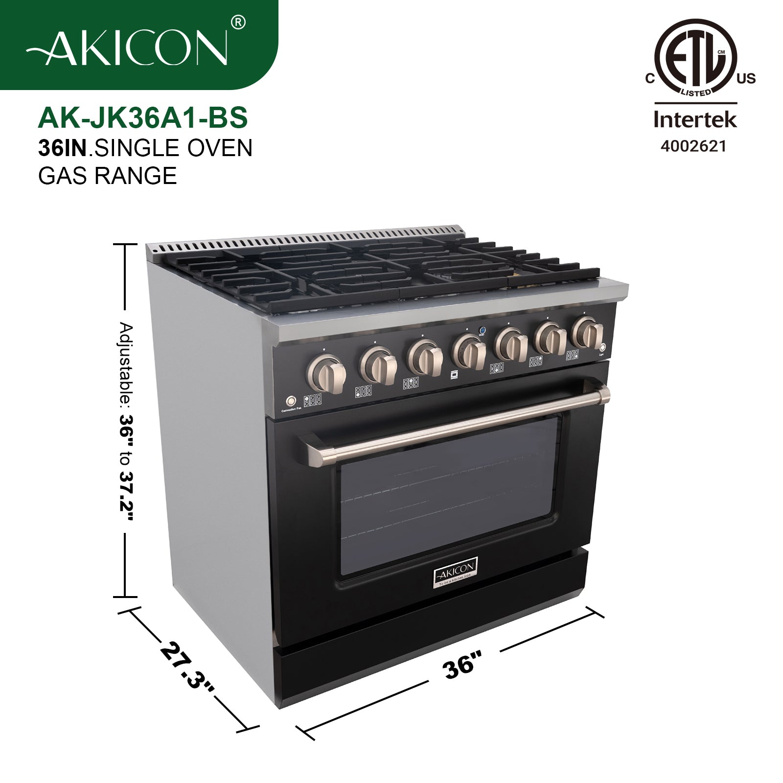 36" Slide-in Freestanding Professional Style Gas Range with 5.2 Cu. Ft. Oven, 6 Burners