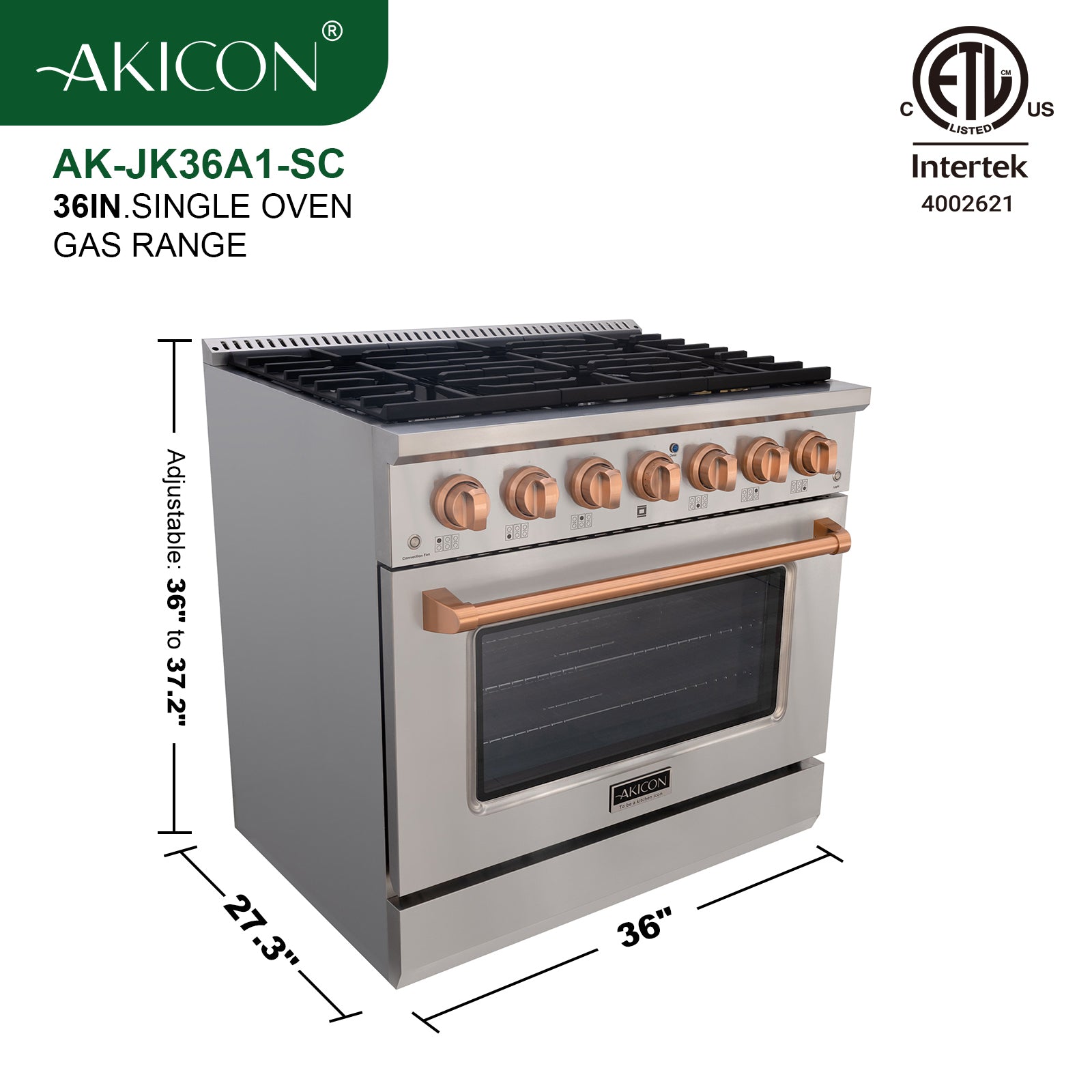 36" Slide-in Freestanding Professional Style Gas Range with 5.2 Cu. Ft. Oven, 6 Burners