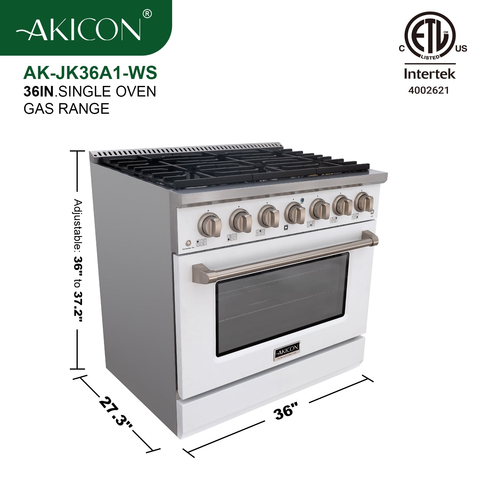 36" Slide-in Freestanding Professional Style Gas Range with 5.2 Cu. Ft. Oven, 6 Burners