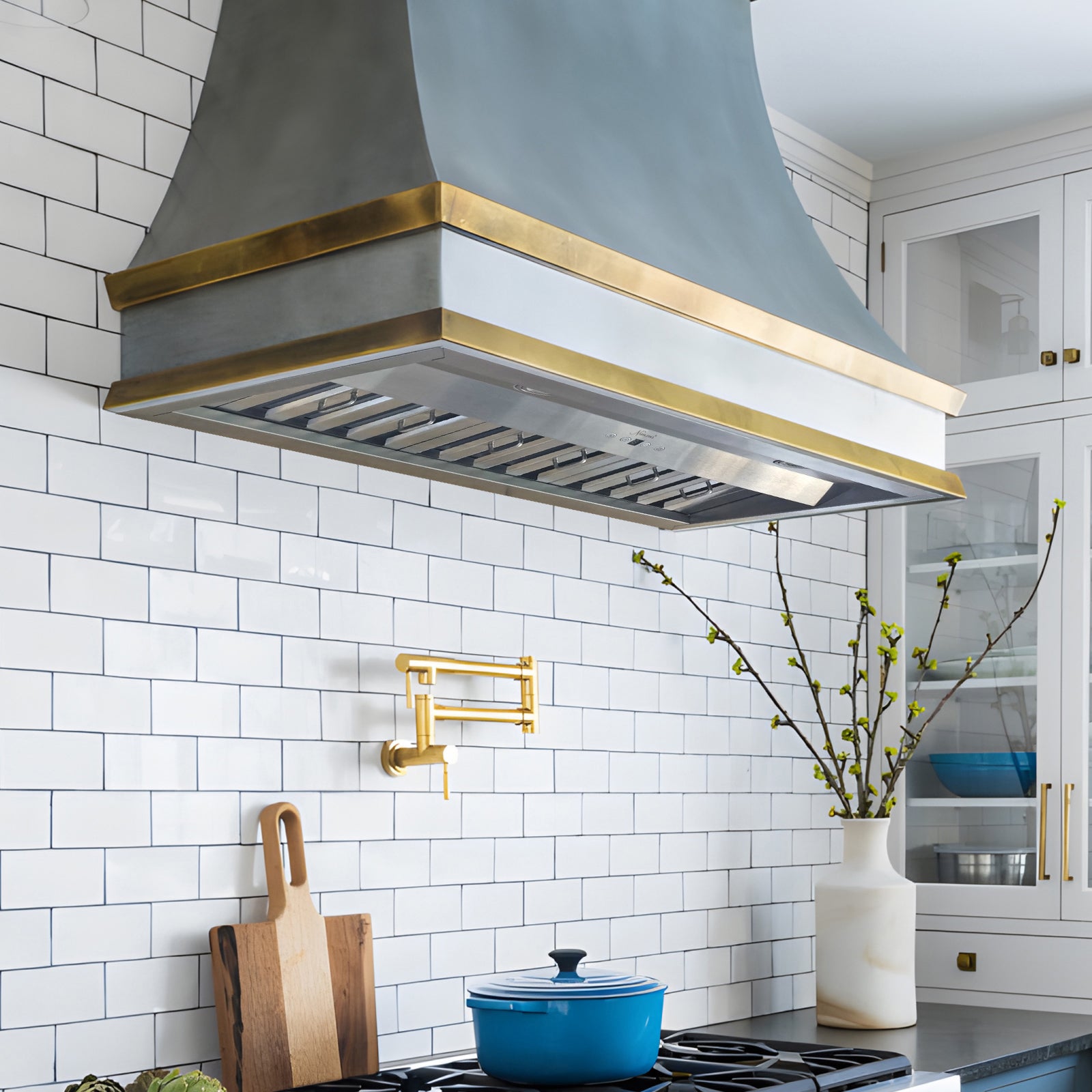 36" Range Hood Insert, Stainless Steel Kitchen Vent Hood with Dimmable LED Lights, 600CFM
