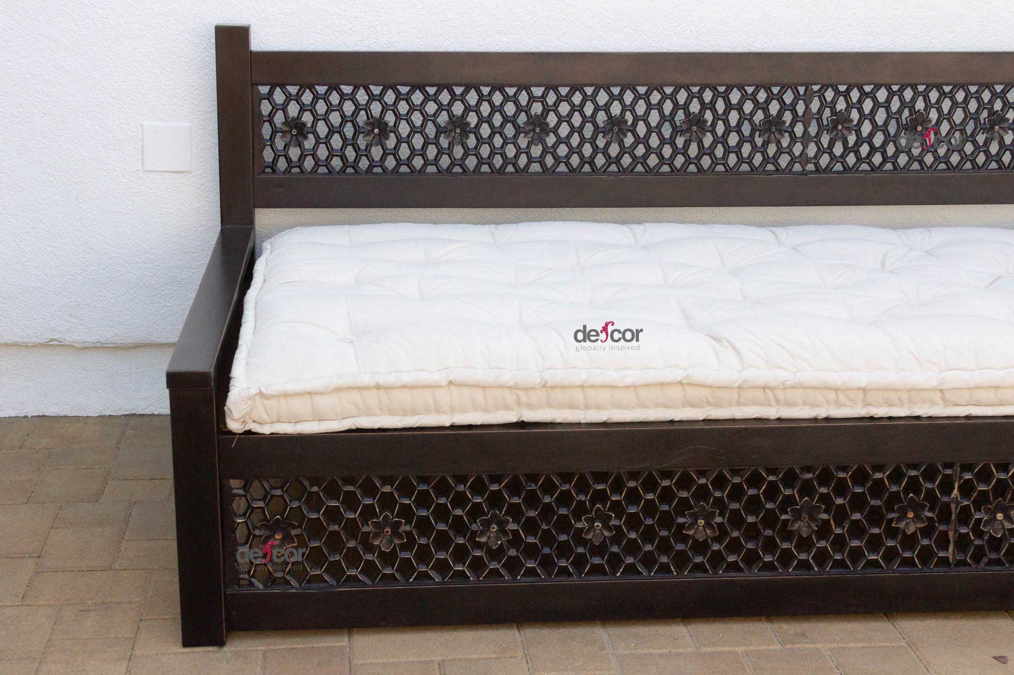 9 Ft Long Floral Carved Daybed