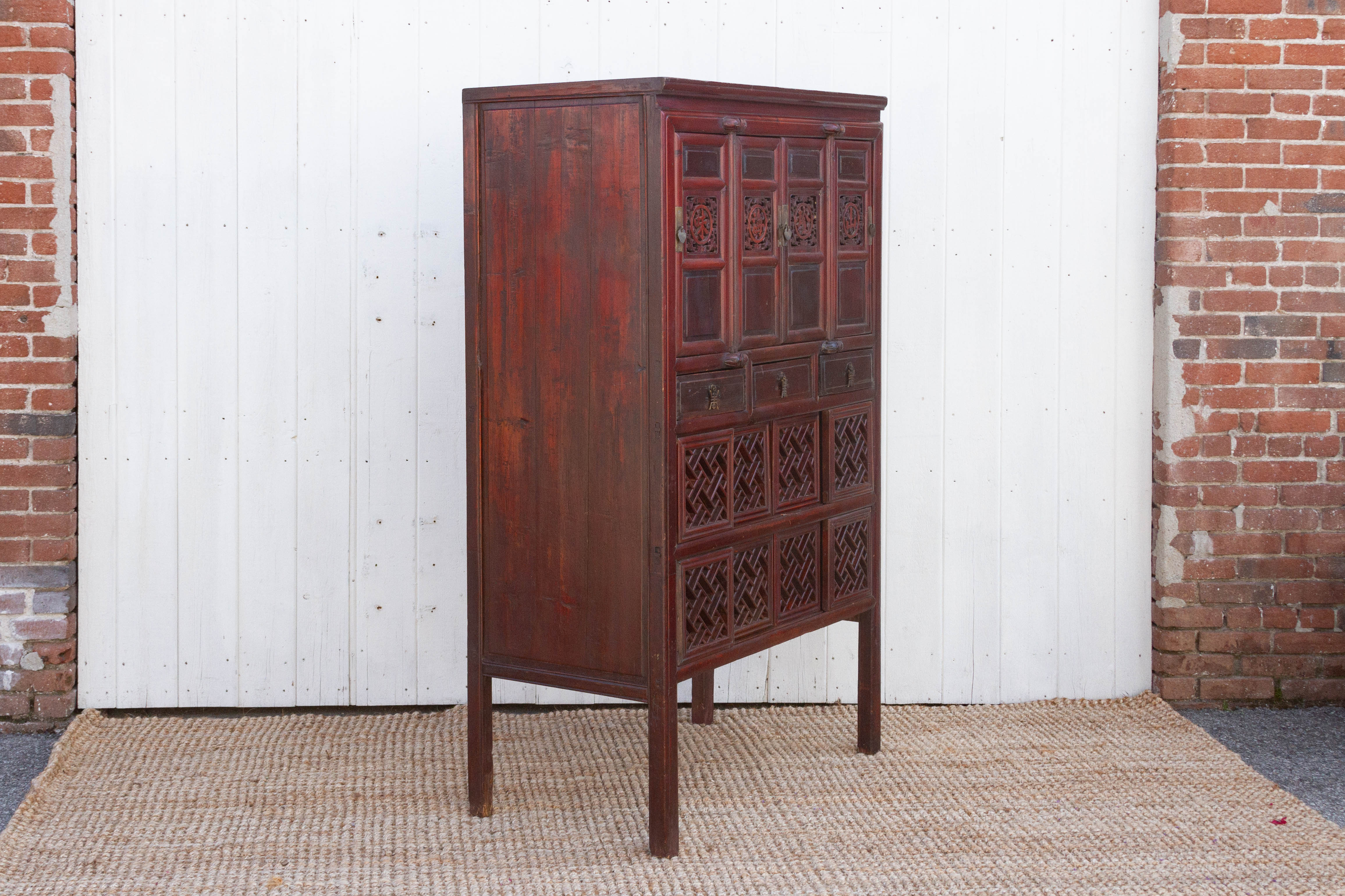 19th Century Lattice Kitchen Cabinet