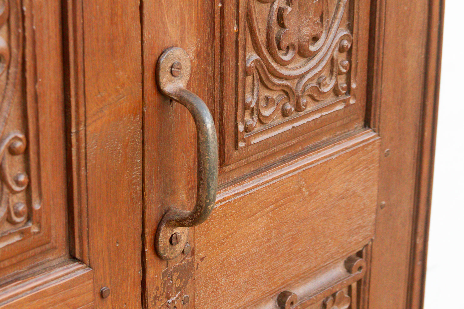 19th Century Carved Medallion Slim Cabinet