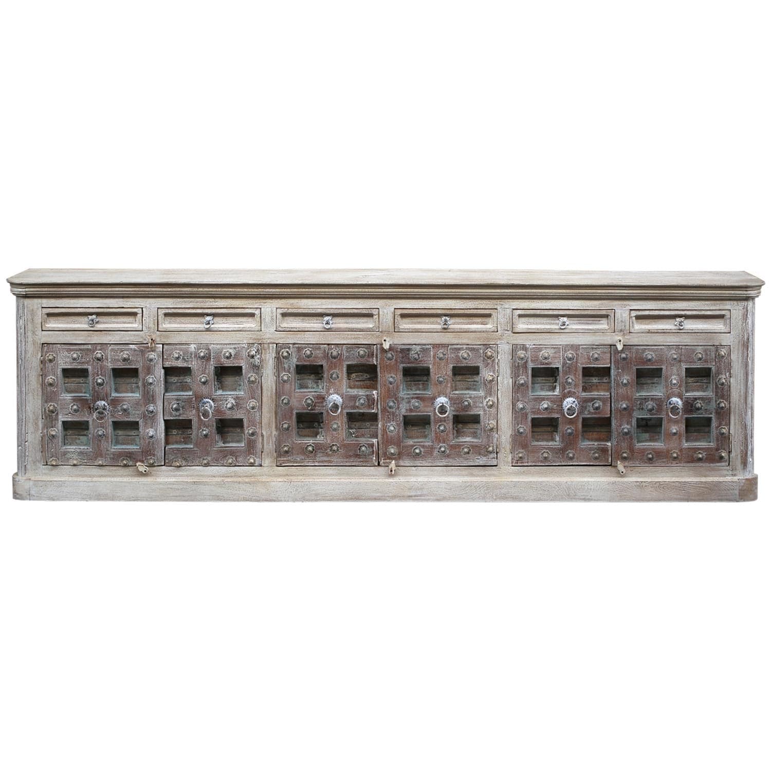 1800s Antique Door 131 Inches Extra Long Solid Wood Sideboard