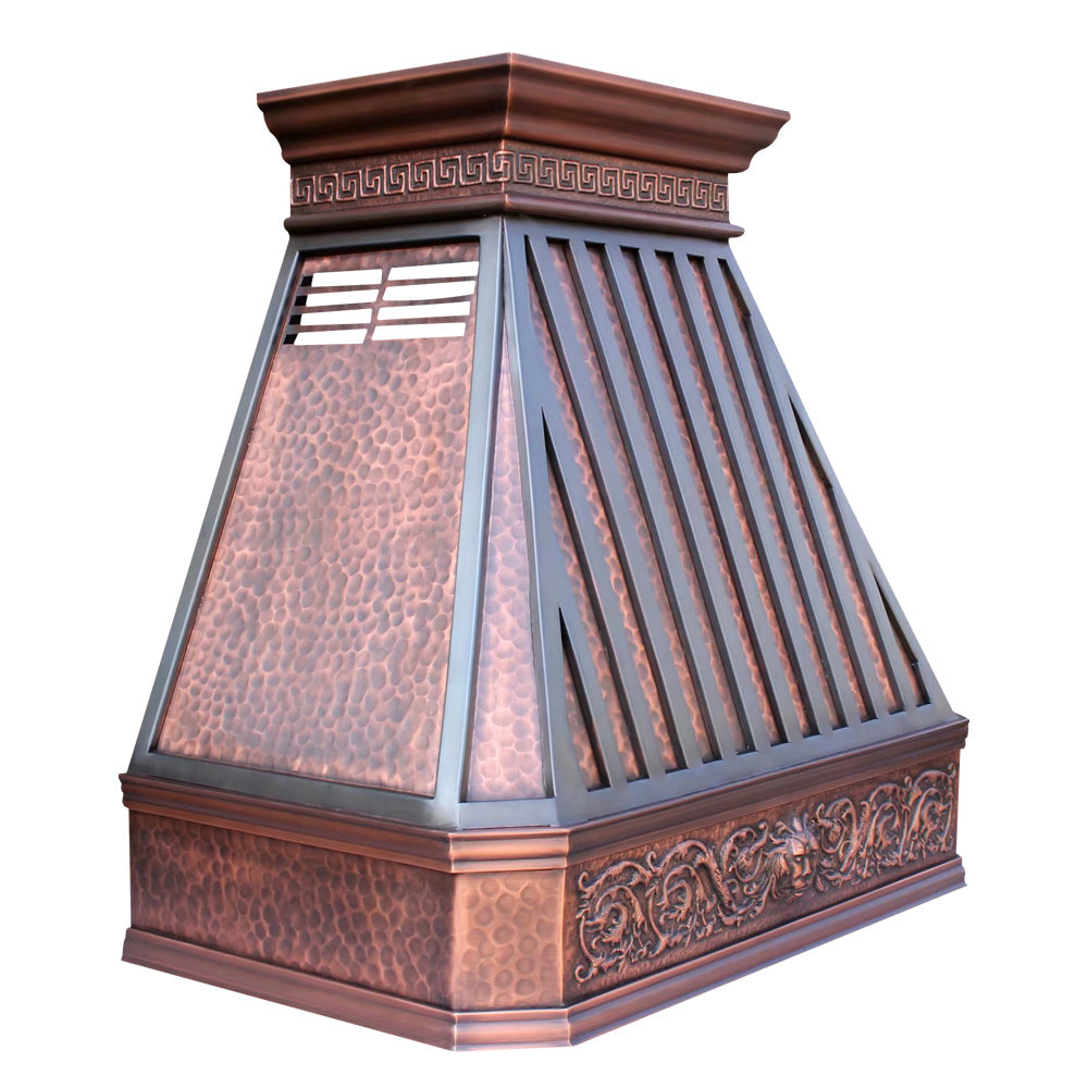 Akicon Custom Handmade Copper Range Hood for Island and Wall Mount Kitchens