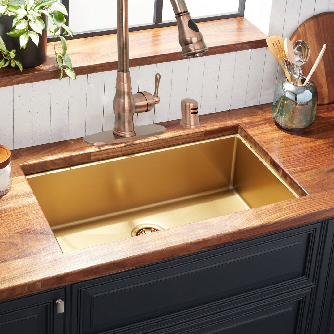 Akicon Custom Handmade Solid Copper Undermount Kitchen Sink