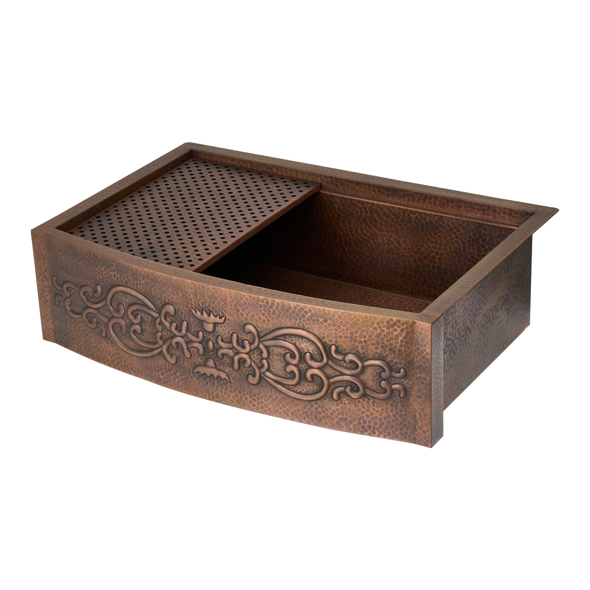 Akicon Custom Single Bowl Handmade Farmhouse Solid Copper Kitchen Sink