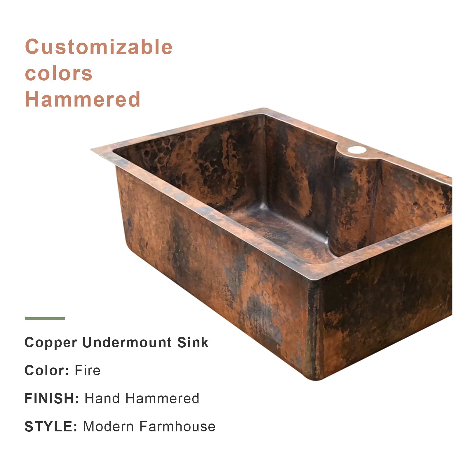 Akicon Custom Handcrafted Copper Undermount Kitchen Sink