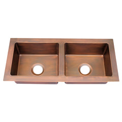 Akicon Custom Handmade Copper Double Bowl Undermount  Kitchen Sink