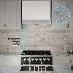 Akicon 36" Stainless Steel Wall Mount Range Hood with 600 CFM Vent Hood - AK-HS36HD-SW